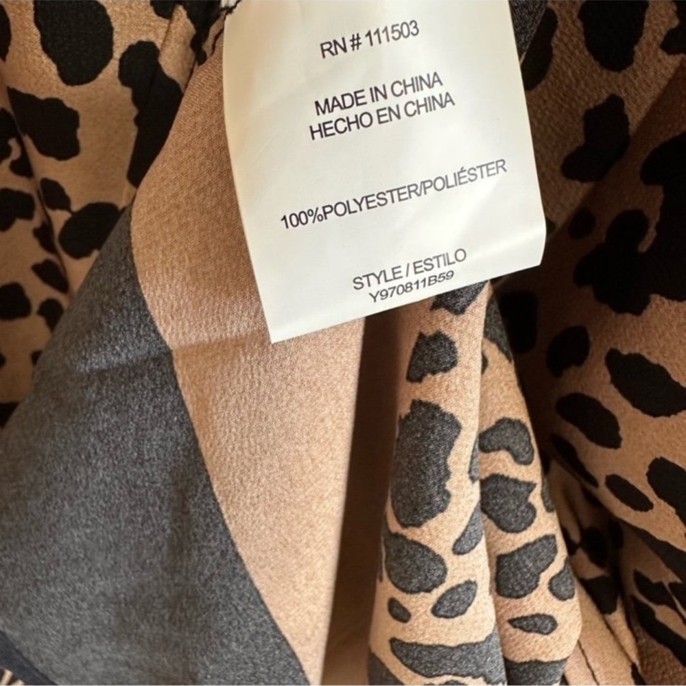 Luxology Tan and Black Animal Print Long Sleeve Dress - Picture 6 of 7